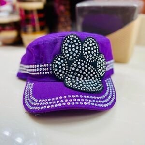 Purple Rhinestone Paw Print Cap